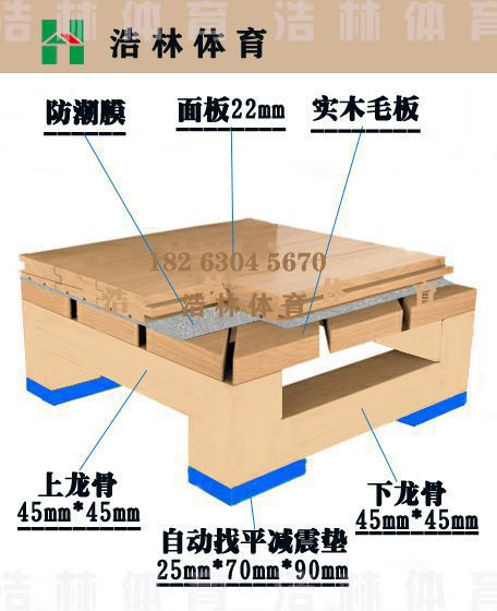 篮球馆木地板|45°实木毛板斜铺