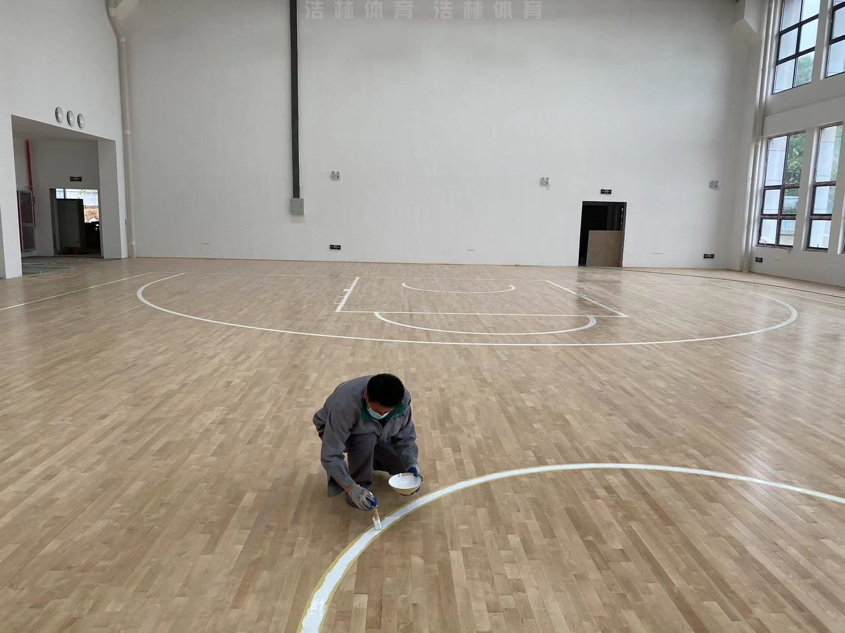 篮球馆运动木地板如何划线？浩林体育(图1)